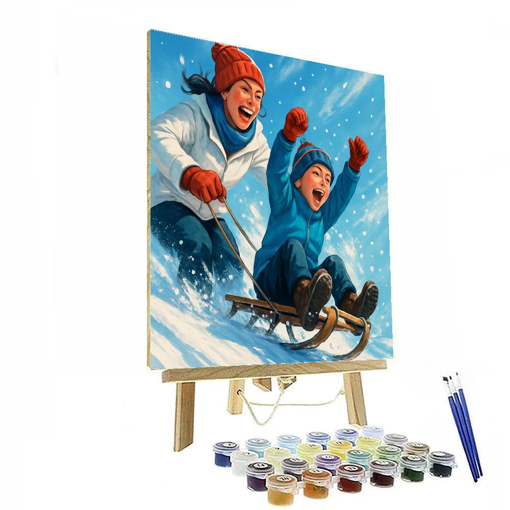 Snowy Sledding Triumph paint by color