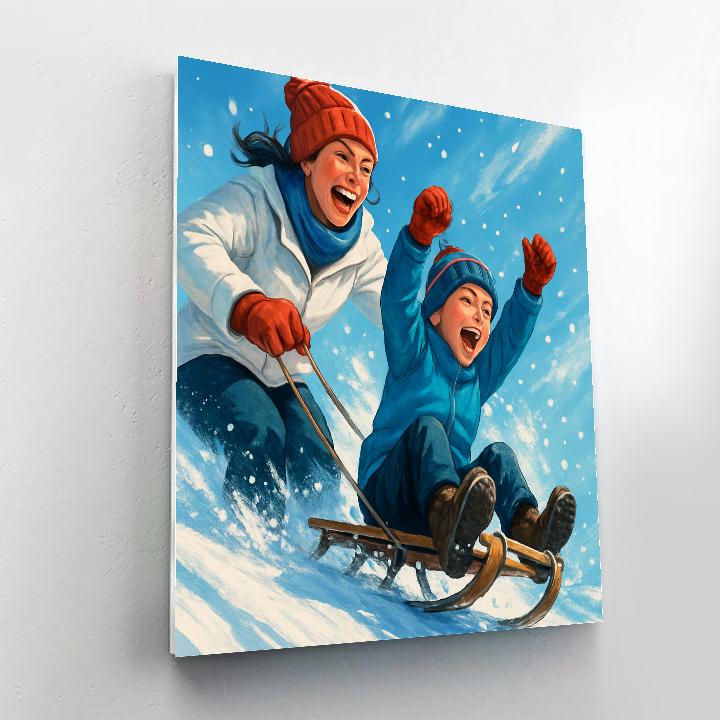 Snowy Sledding Triumph paint by color