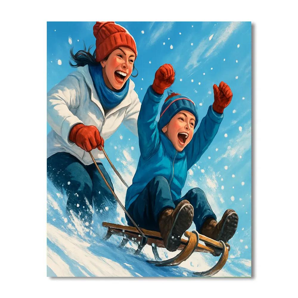 Snowy Sledding Triumph paint by color