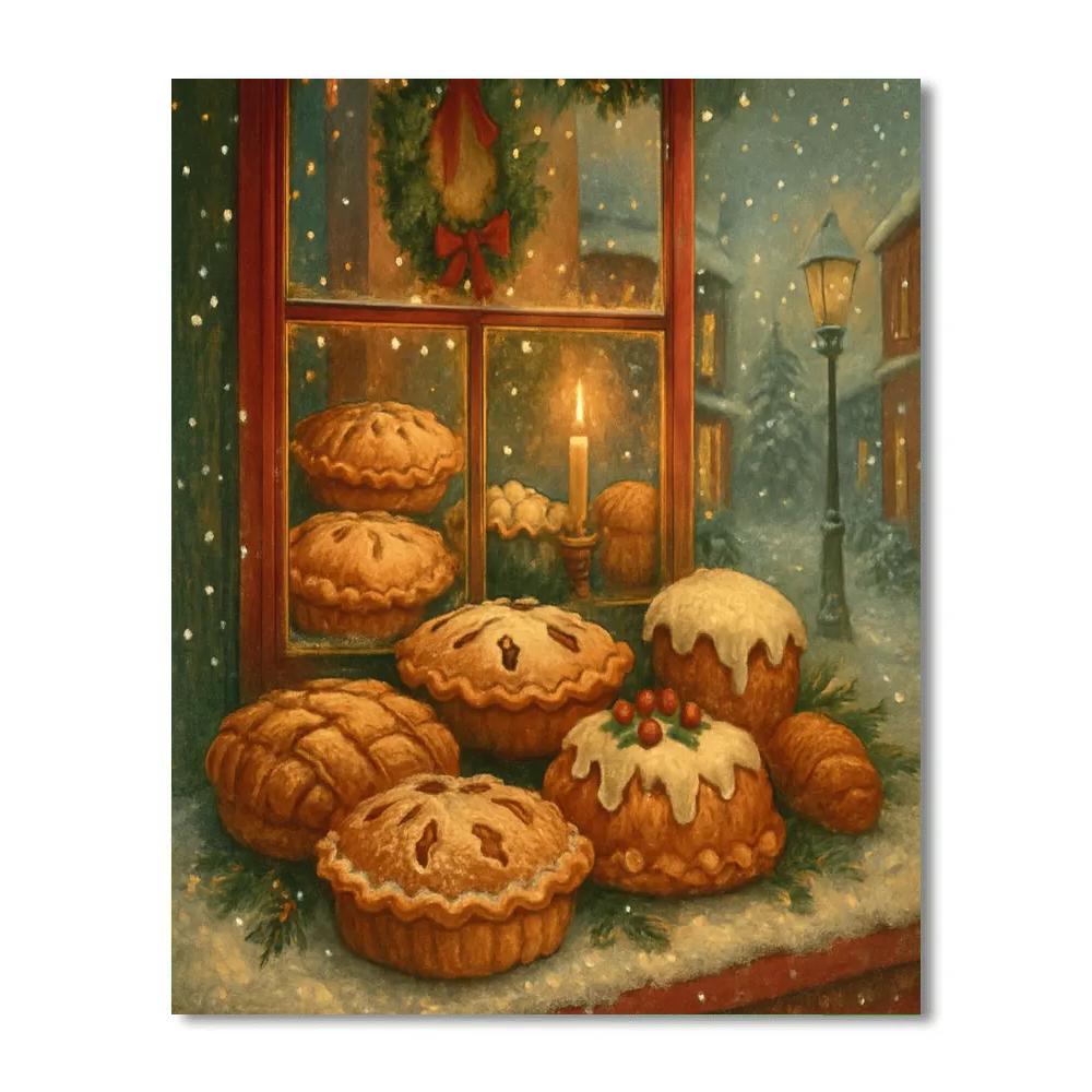 Holiday Window Bakery Glow DIY paint by numbers