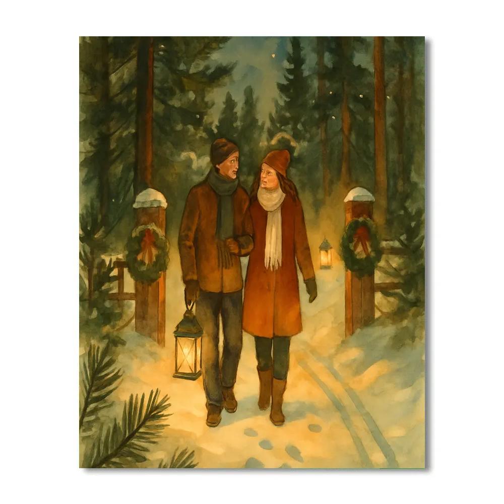 Pine Needle Candlelight Walk painting number kit