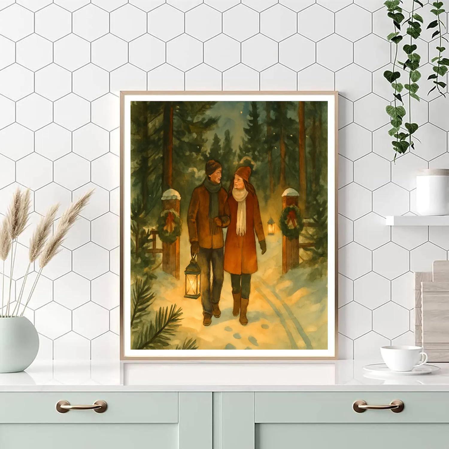Pine Needle Candlelight Walk painting number kit