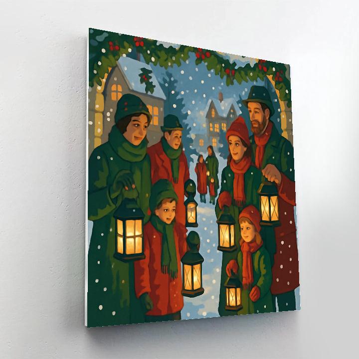 Midwinter Lantern Walk Paint by numbers art