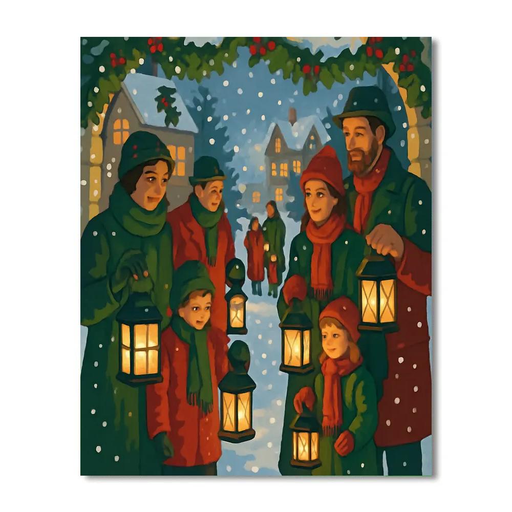Midwinter Lantern Walk Paint by numbers art