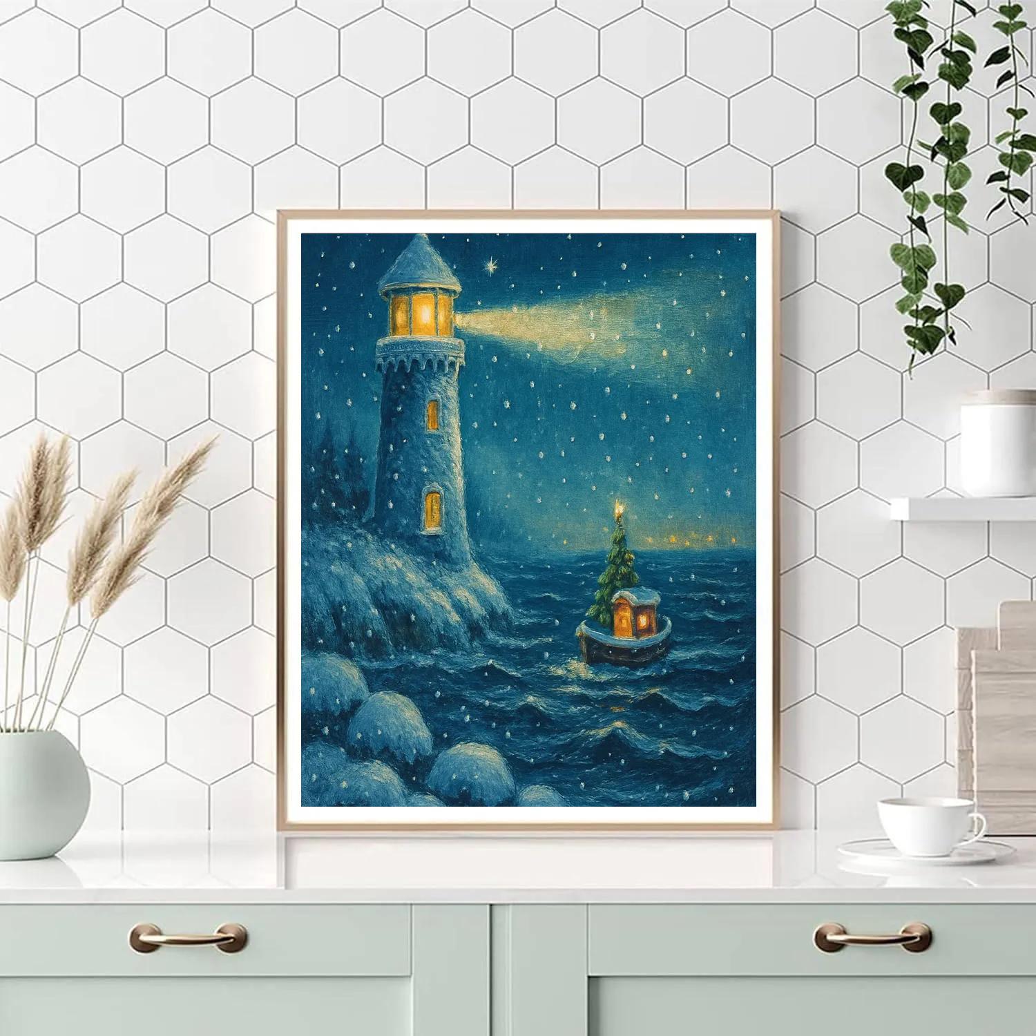 Frosted Lantern Lighthouse Paint by numbers art