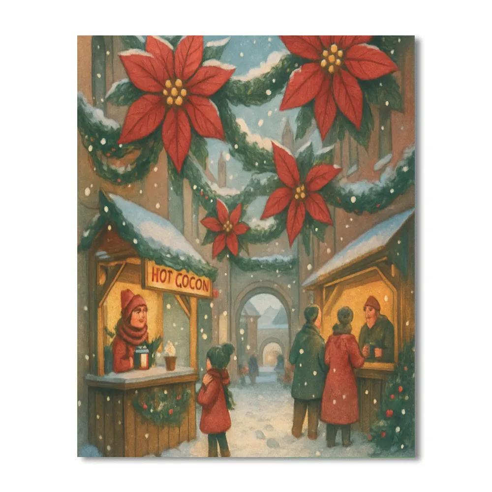 Midnight Poinsettia Alley Paint by numbers art