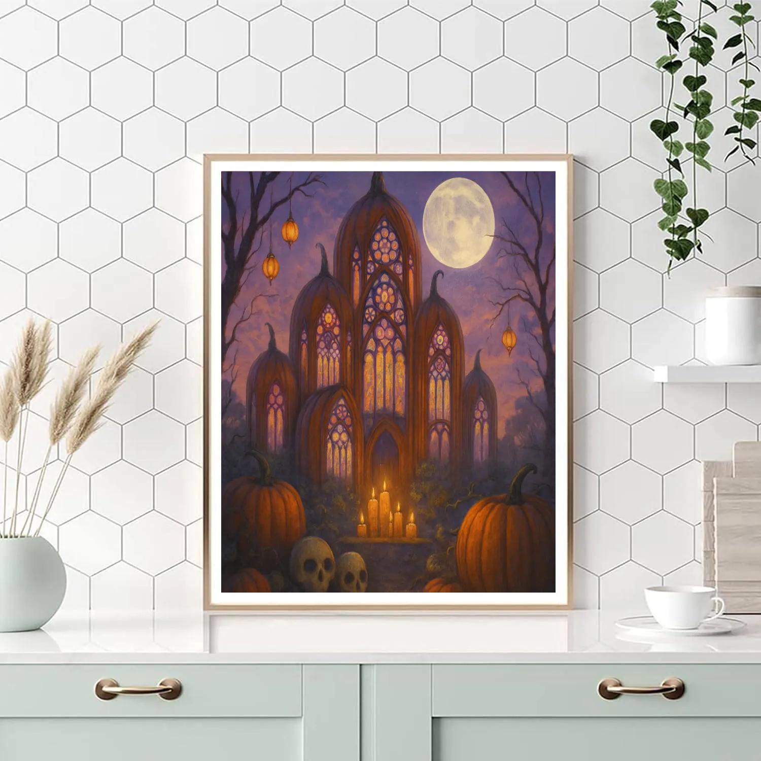 Moonrise Pumpkin Cathedral Numbered painting kits