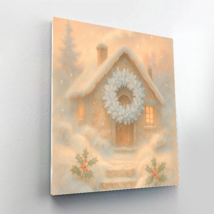Frost Flower Wreath Cottage DIY paint by numbers