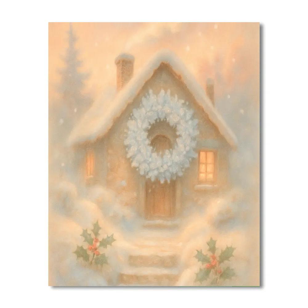 Frost Flower Wreath Cottage DIY paint by numbers