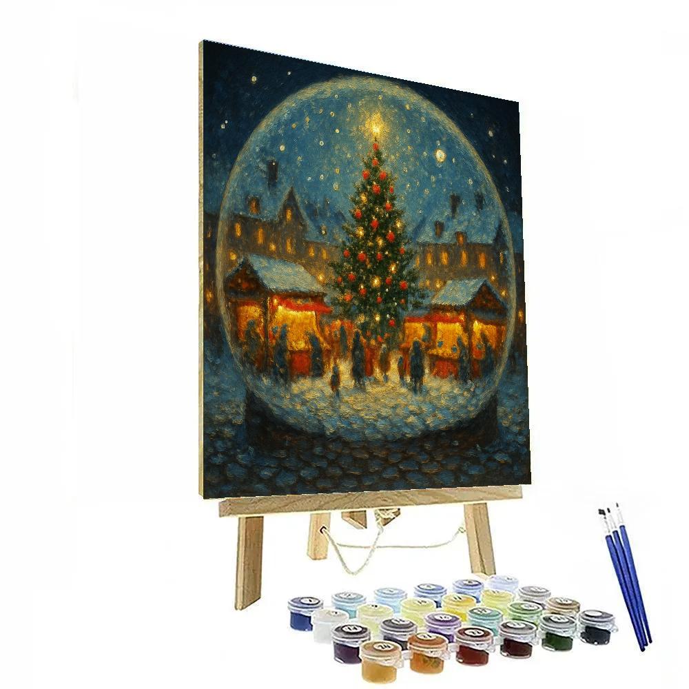 Snow Globe Town Square paint by number