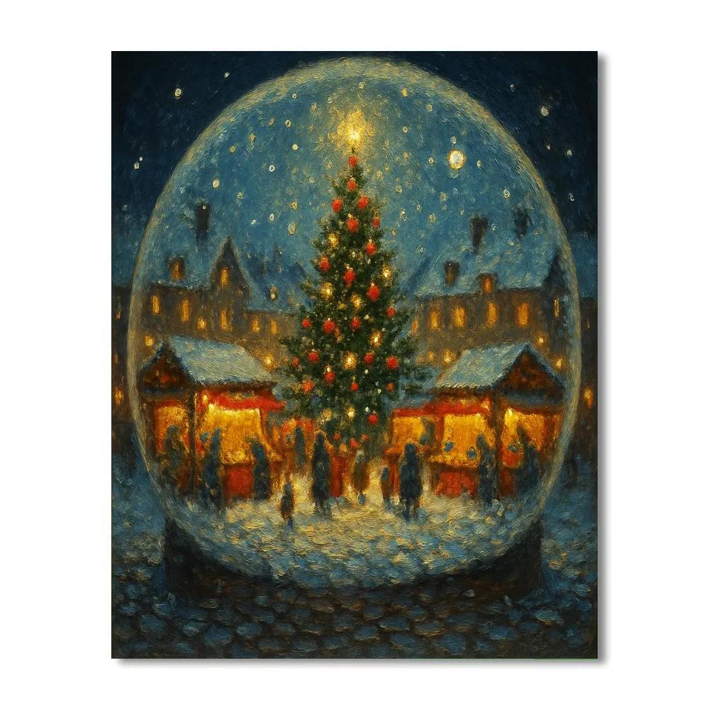 Snow Globe Town Square paint by number