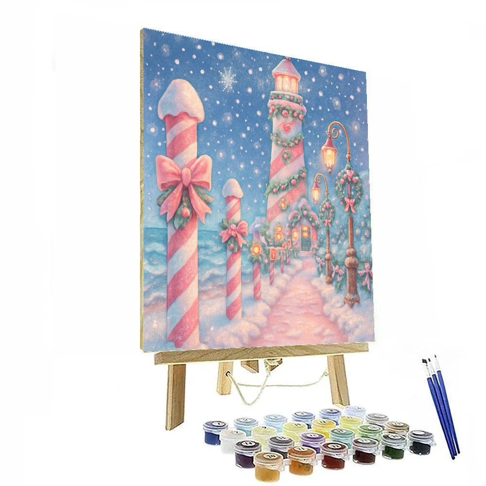 Candy Cane Lighthouse Lane paint by numbers