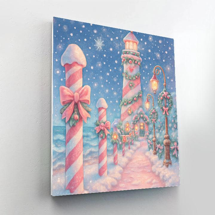 Candy Cane Lighthouse Lane paint by numbers
