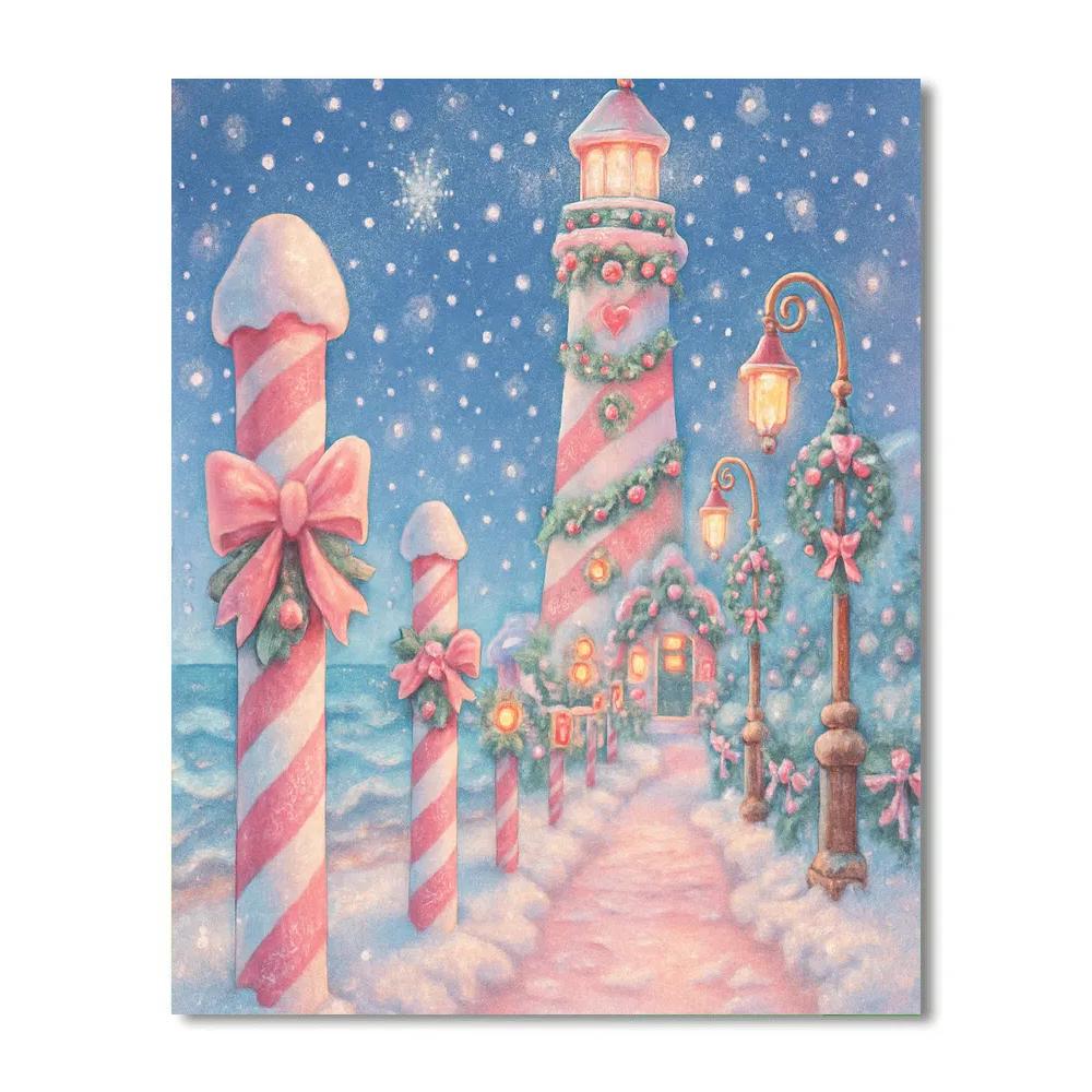 Candy Cane Lighthouse Lane paint by numbers