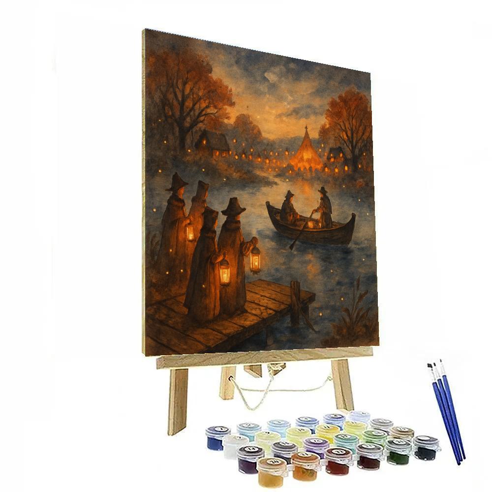 Lantern Ferry At Dusk Paint by numbers art