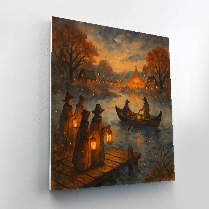 Lantern Ferry At Dusk Paint by numbers art