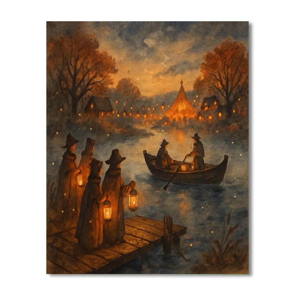 Lantern Ferry At Dusk Paint by numbers art