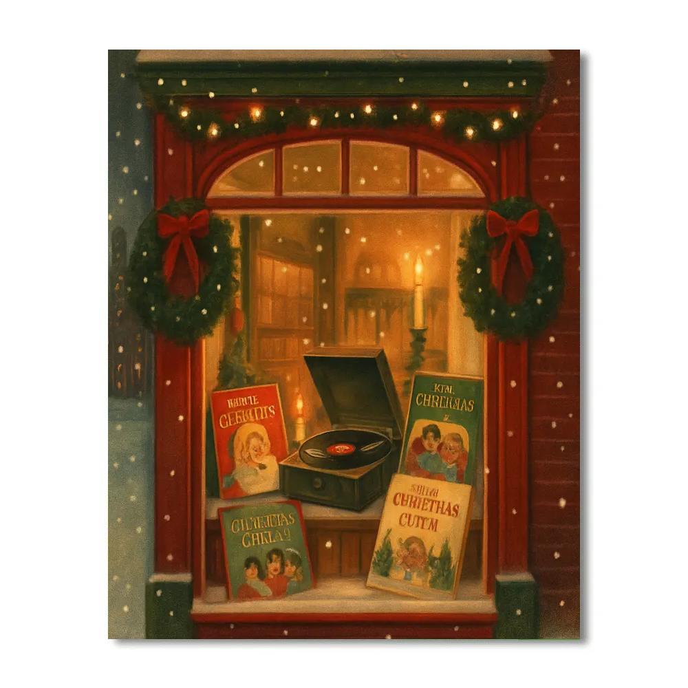 Evergreen Record Shop Night Paint by numbers kits