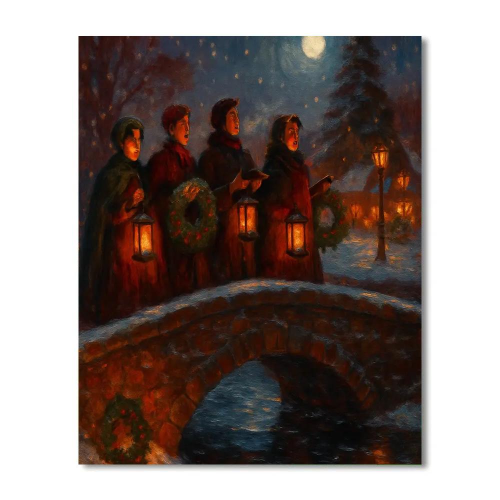 Frosted Bridge Carol Lanterns Number painting