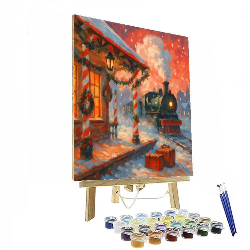 Peppermint Train Station Number painting