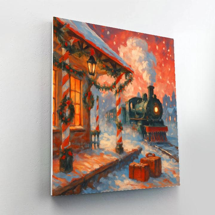 Peppermint Train Station Number painting