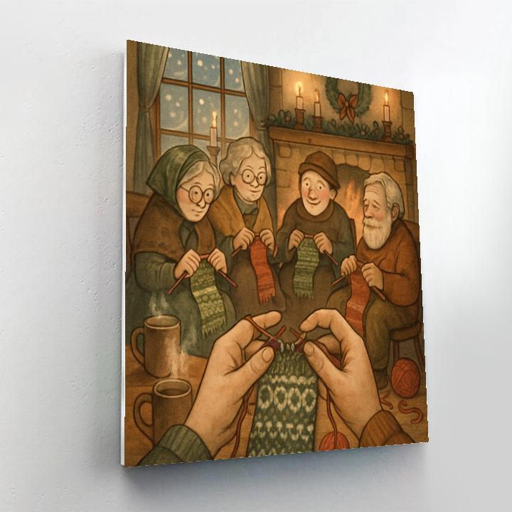 Fireside Knitting Circle Number painting