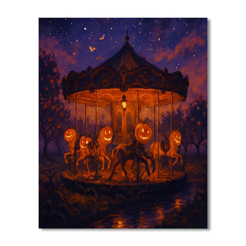 Moonlit Orchard Carousel Number painting