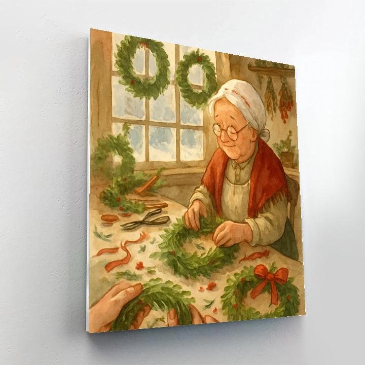 Wreath Maker Cottage Number painting