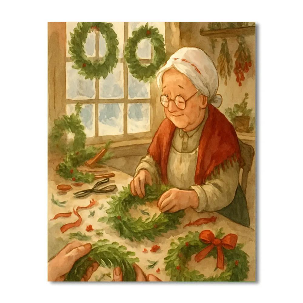 Wreath Maker Cottage Number painting