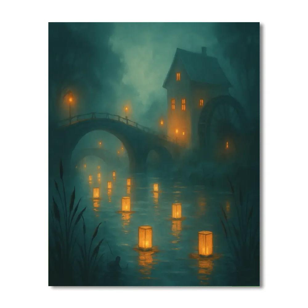 Lanterns Along The Old Canal Painting by numbers kit