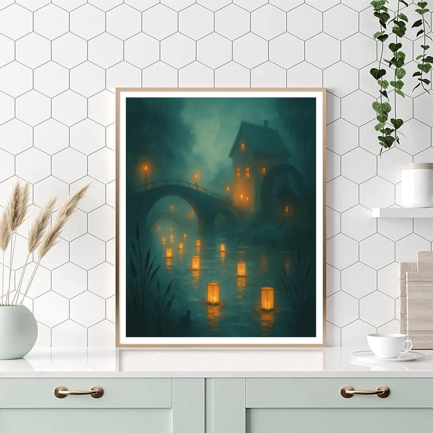 Lanterns Along The Old Canal Painting by numbers kit