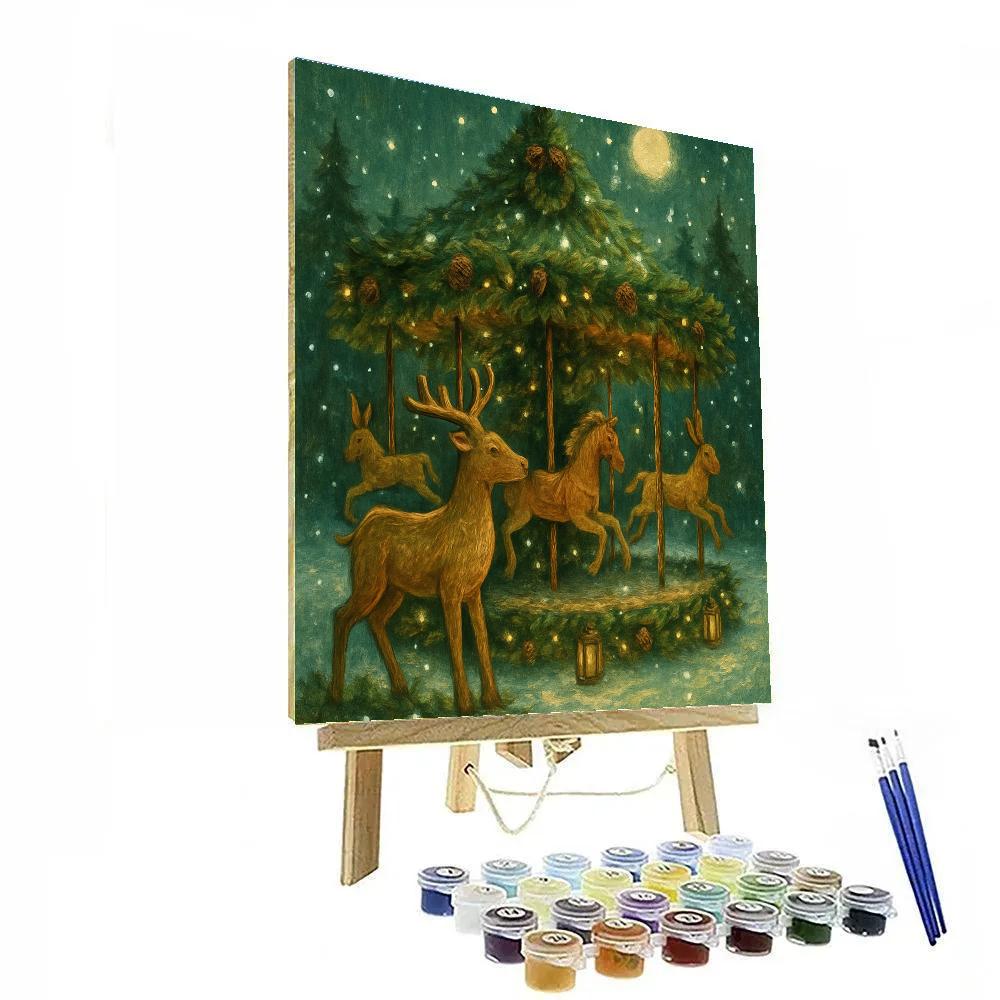 Evergreen Moonlit Carousel painting number kit