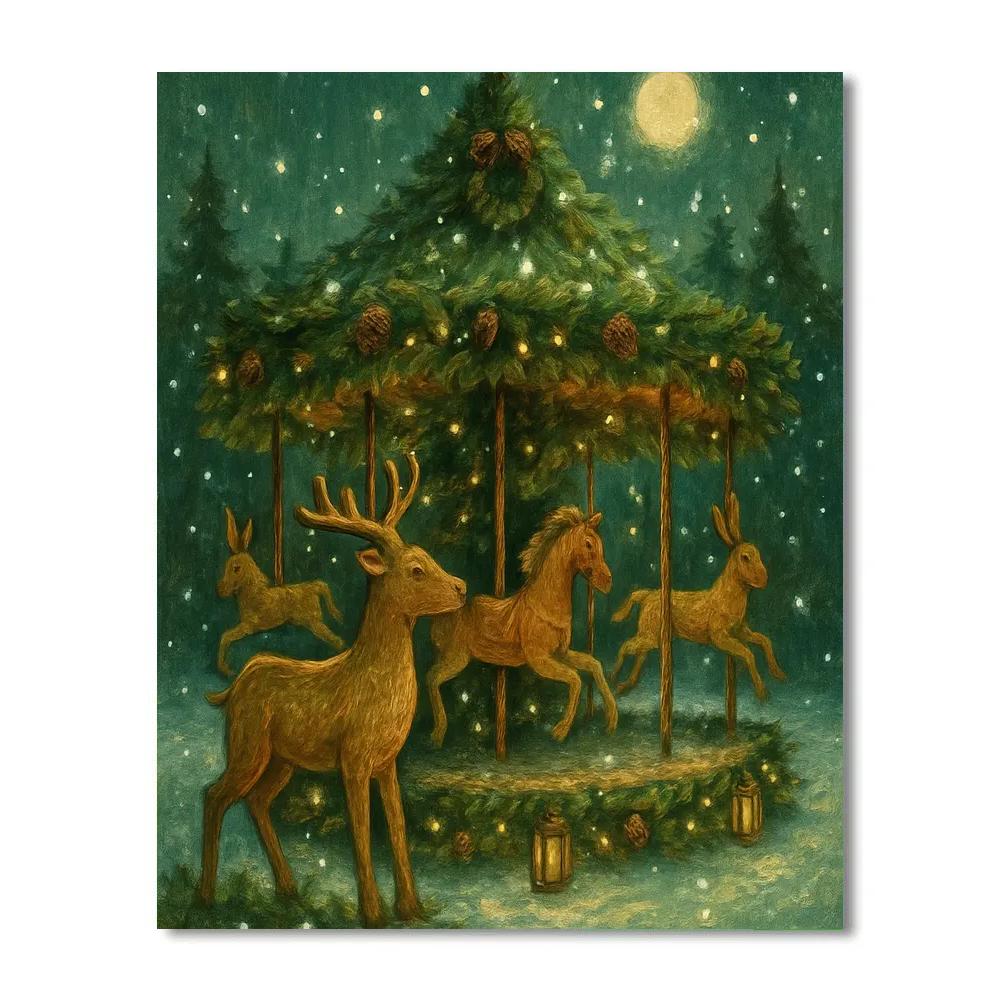 Evergreen Moonlit Carousel painting number kit