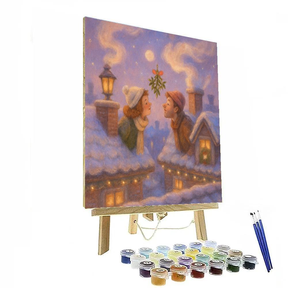 Mistletoe Rooftop Meeting Numbered painting kits