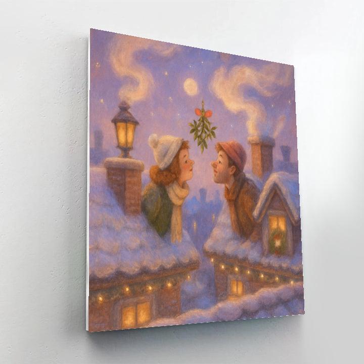 Mistletoe Rooftop Meeting Numbered painting kits