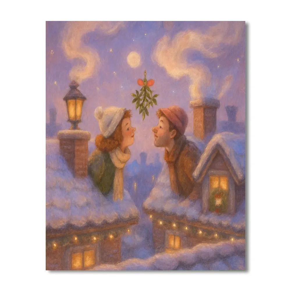 Mistletoe Rooftop Meeting Numbered painting kits