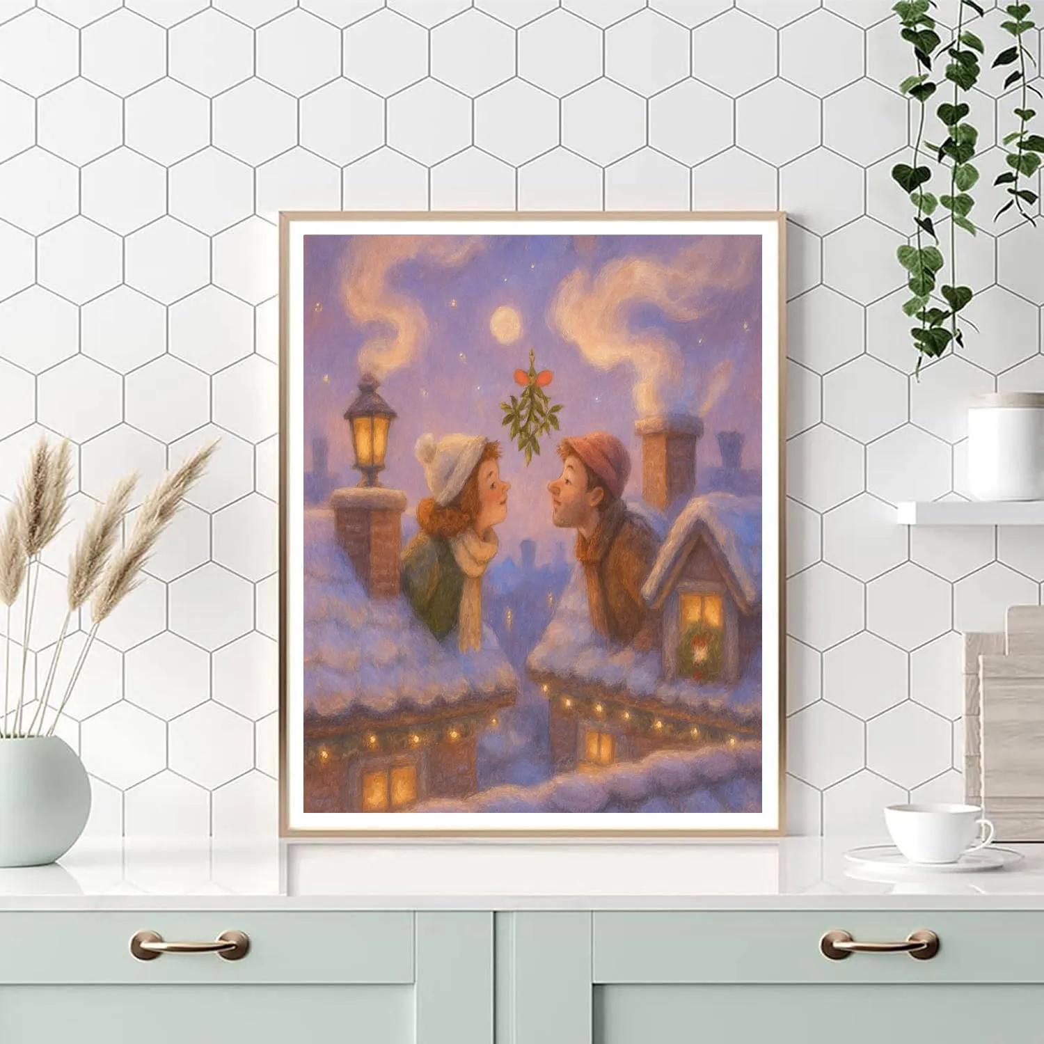 Mistletoe Rooftop Meeting Numbered painting kits