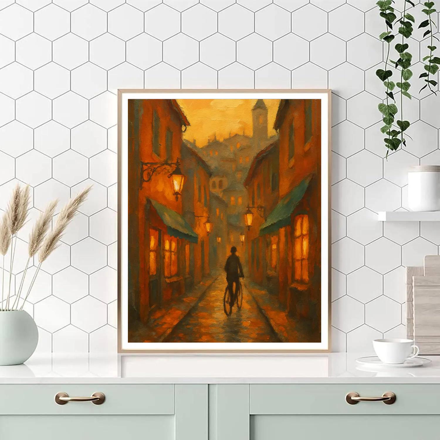 Sunset Cobblestone Lanterns paint by numbers