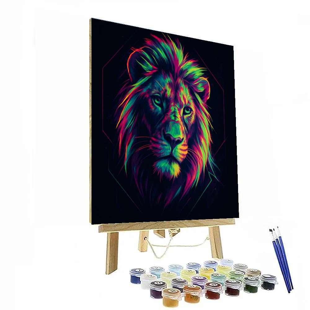 Neon Lion Resonance Painting by numbers kit
