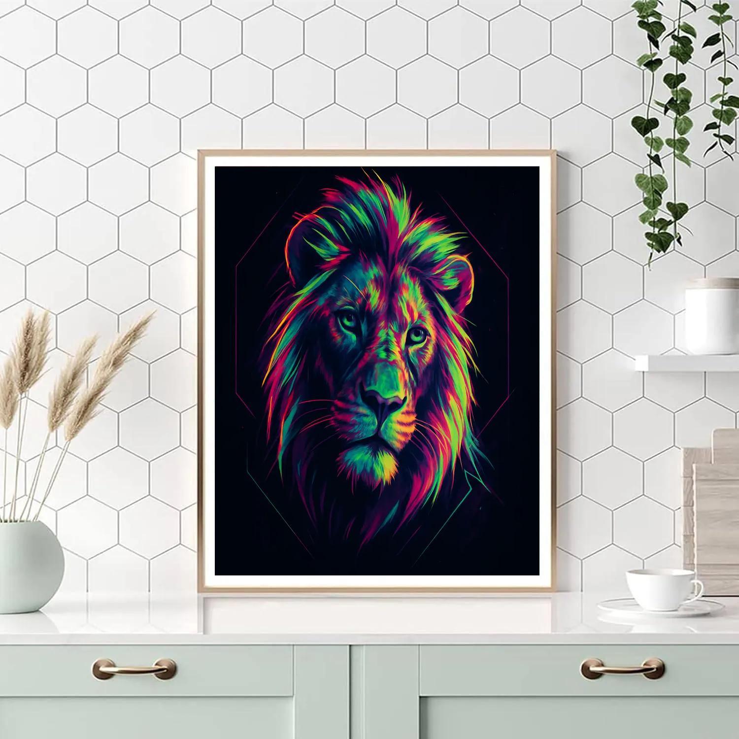 Neon Lion Resonance Painting by numbers kit