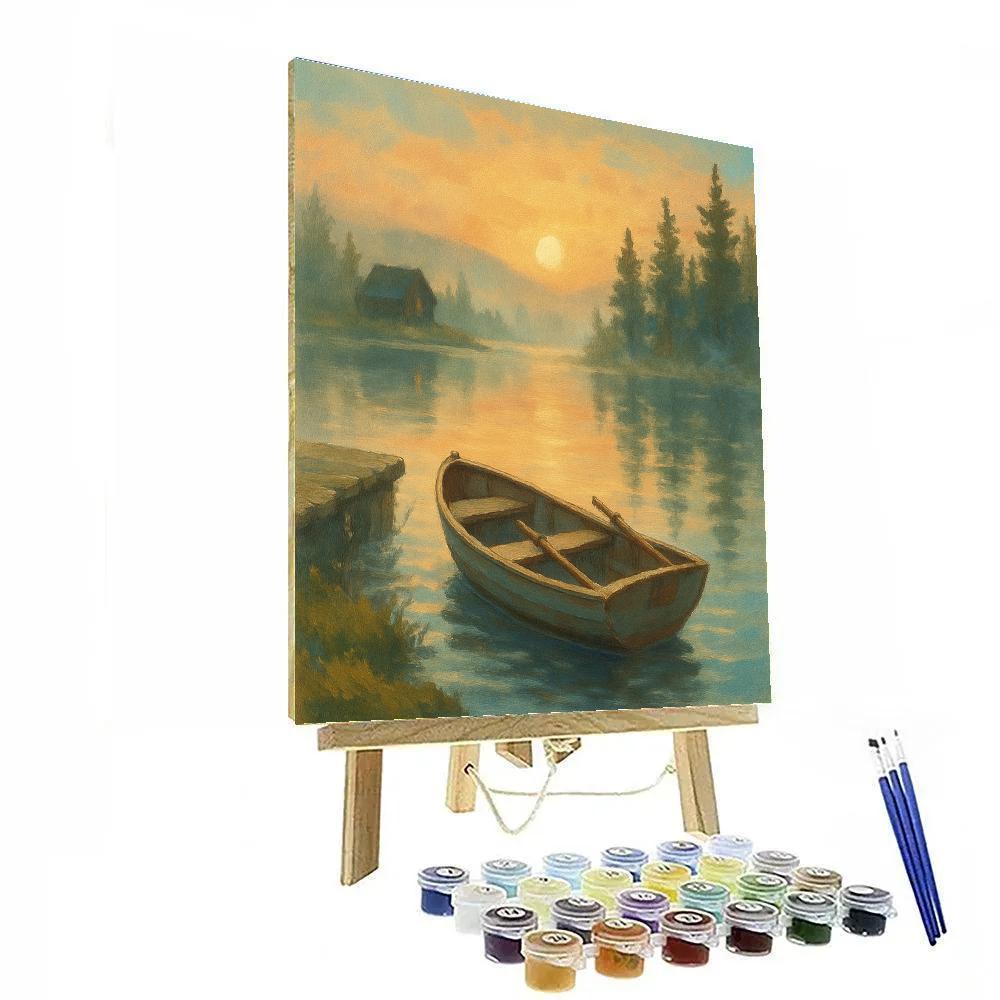Misty Dawn Rowboat Painting by numbers kit