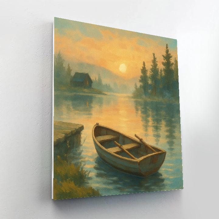 Misty Dawn Rowboat Painting by numbers kit