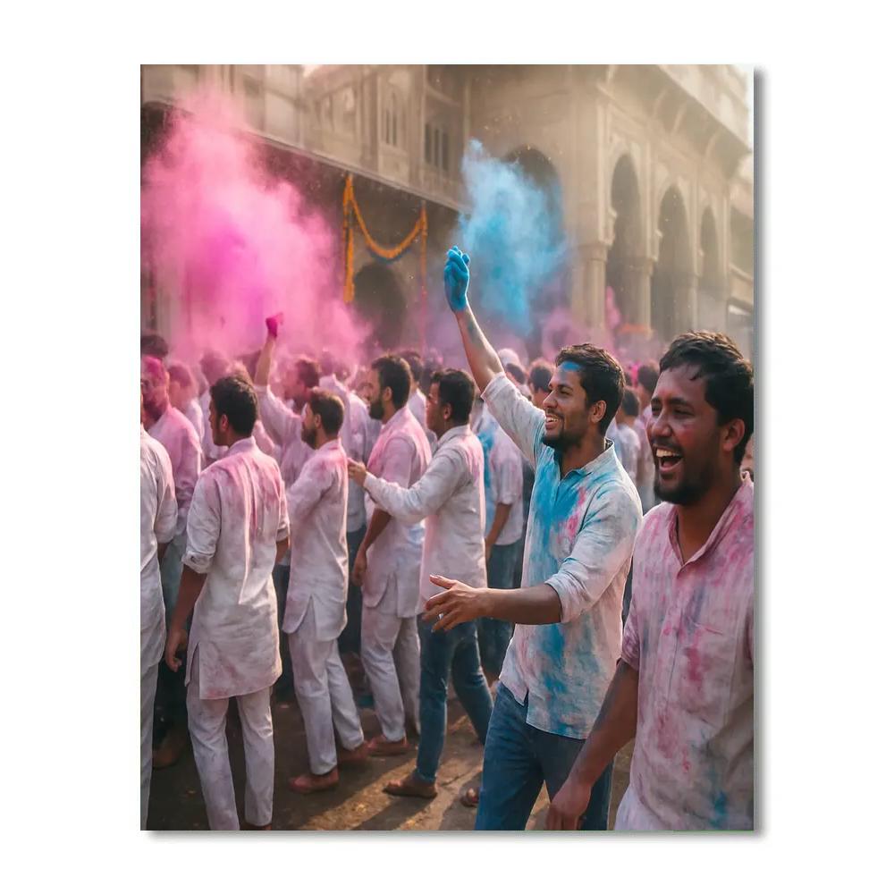 Holi Festival In Mathura paint by number