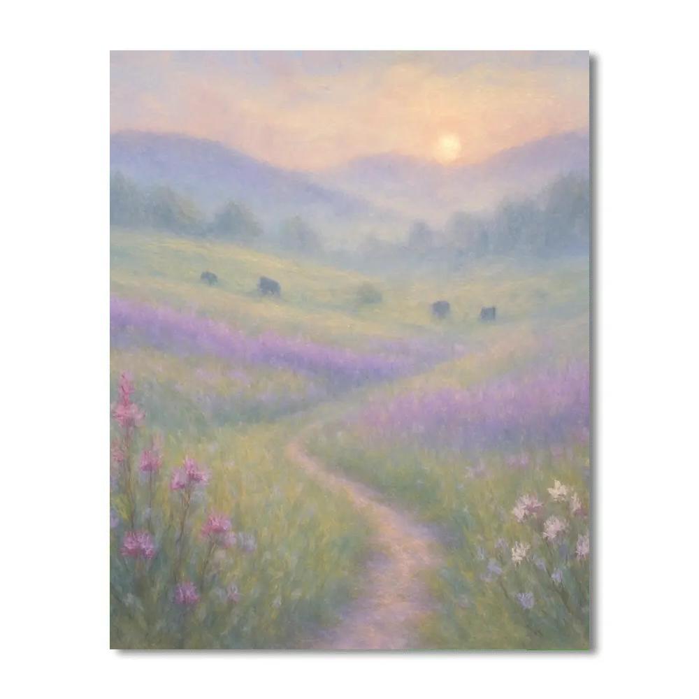 Misty Lavender Meadow Paint by numbers art