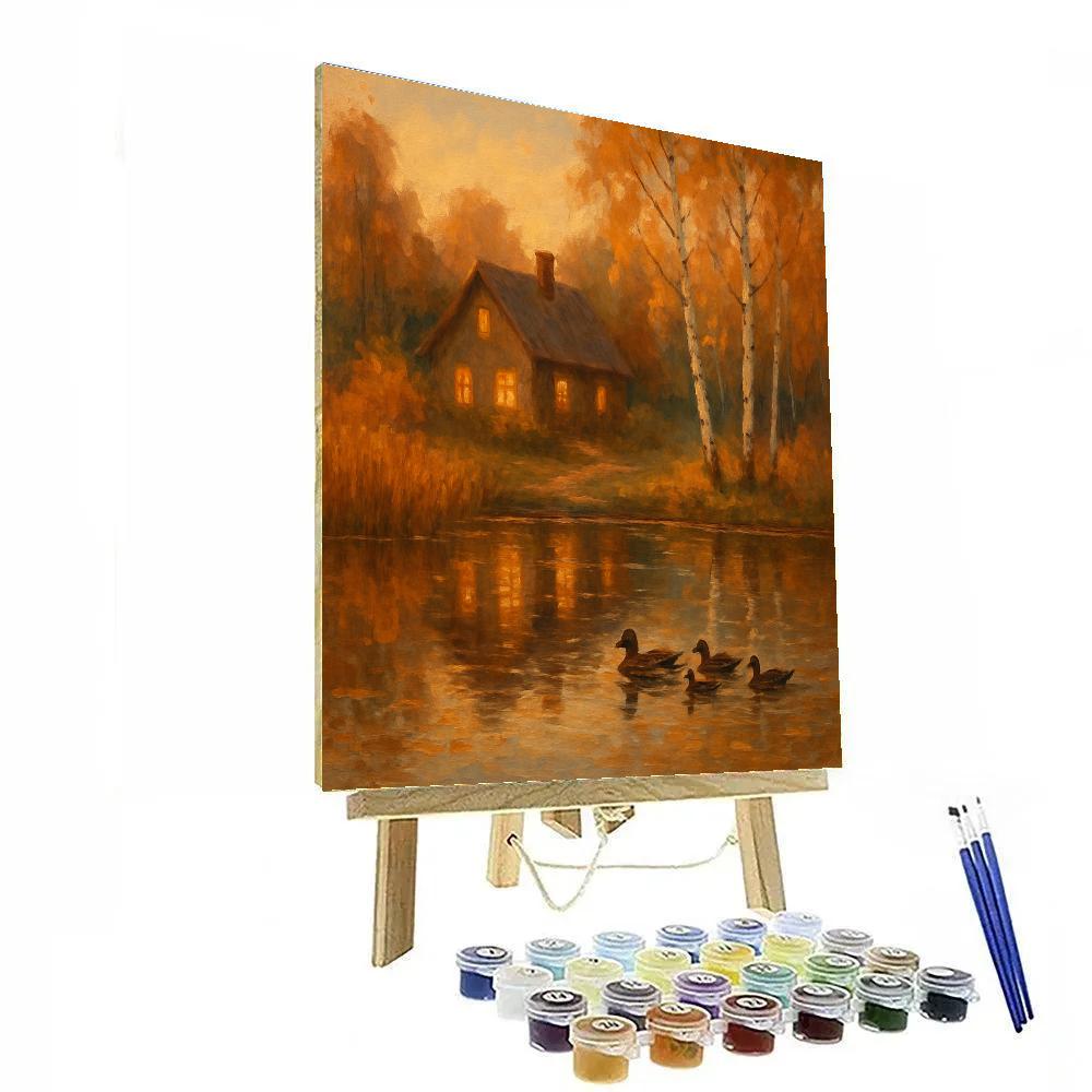 Amber Cottage Reflection Number painting