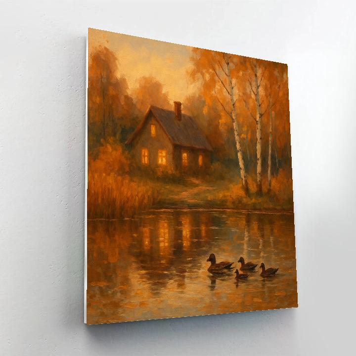 Amber Cottage Reflection Number painting
