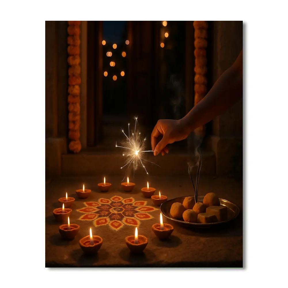Diwali Doorstep Evening Numbered painting kits