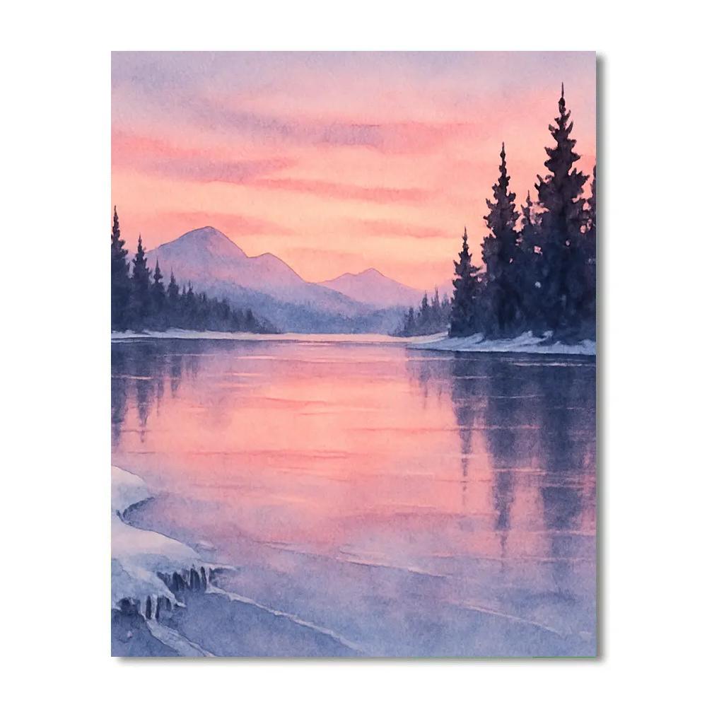 Frozen Lake Reflection Paint by numbers art