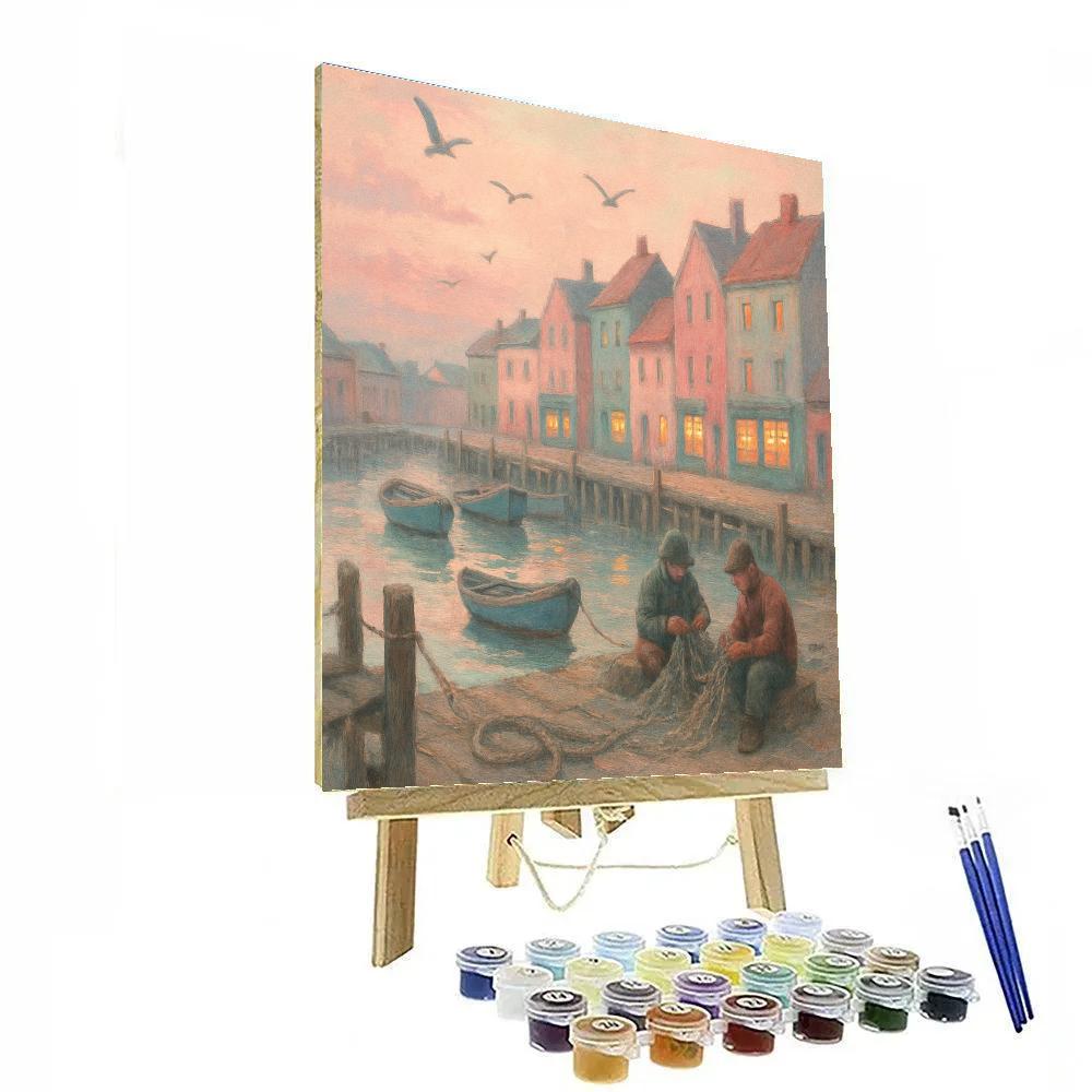 Harbor Dawn Tea Lights Number painting