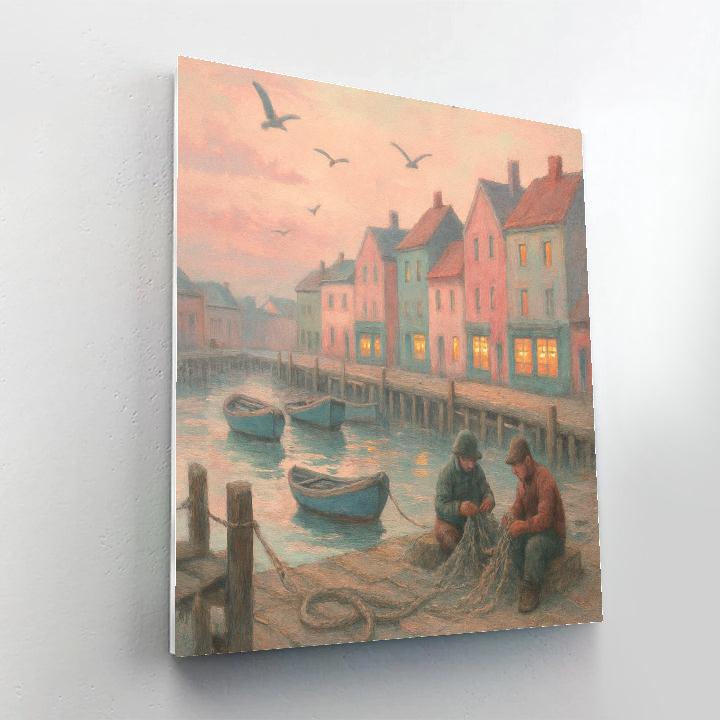 Harbor Dawn Tea Lights Number painting